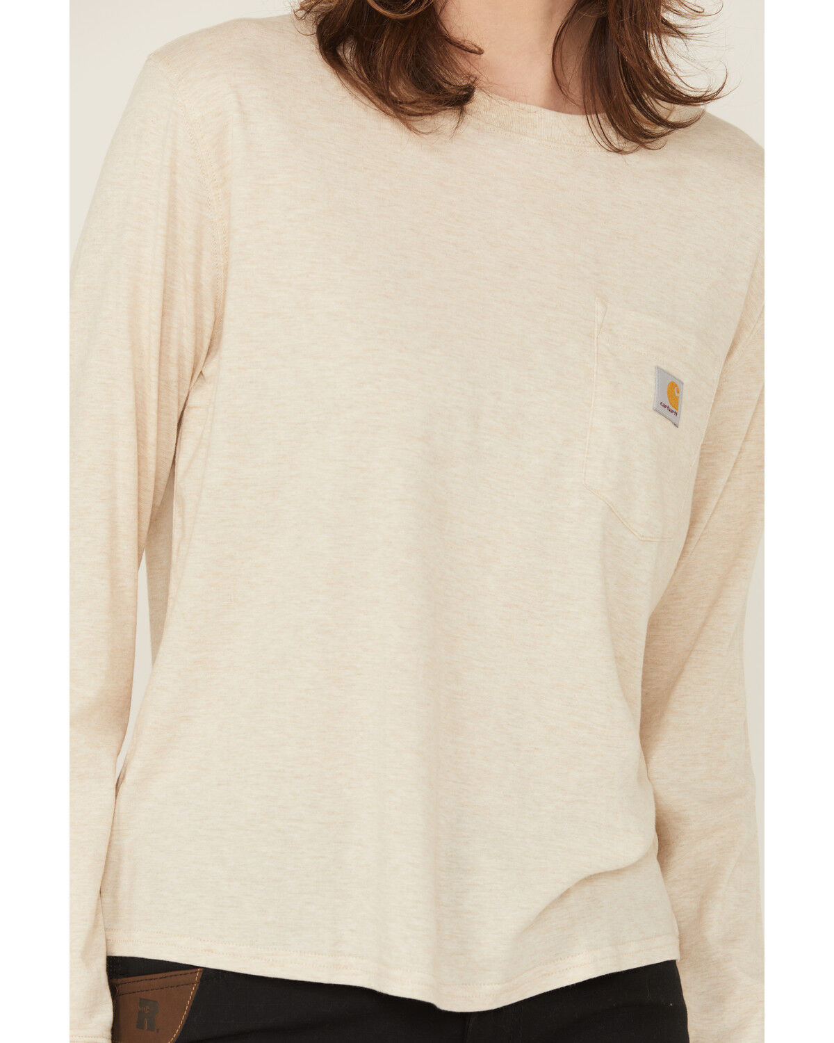 Image #3 - Carhartt Women's TENCEL™ Loose Fit Long Sleeve Pocket Shirt, Oatmeal, hi-res