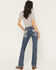 Image #1 - Grace in LA Women's Medium Wash Mid Rise Embellished 32" Bootcut Stretch Denim Jeans, Medium Wash, hi-res