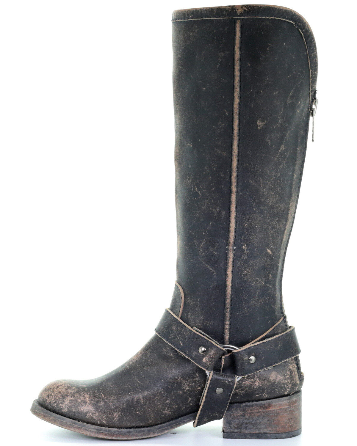 Image #3 - Corral Women's Distressed Harness Western Boots - Round Toe, Black, hi-res
