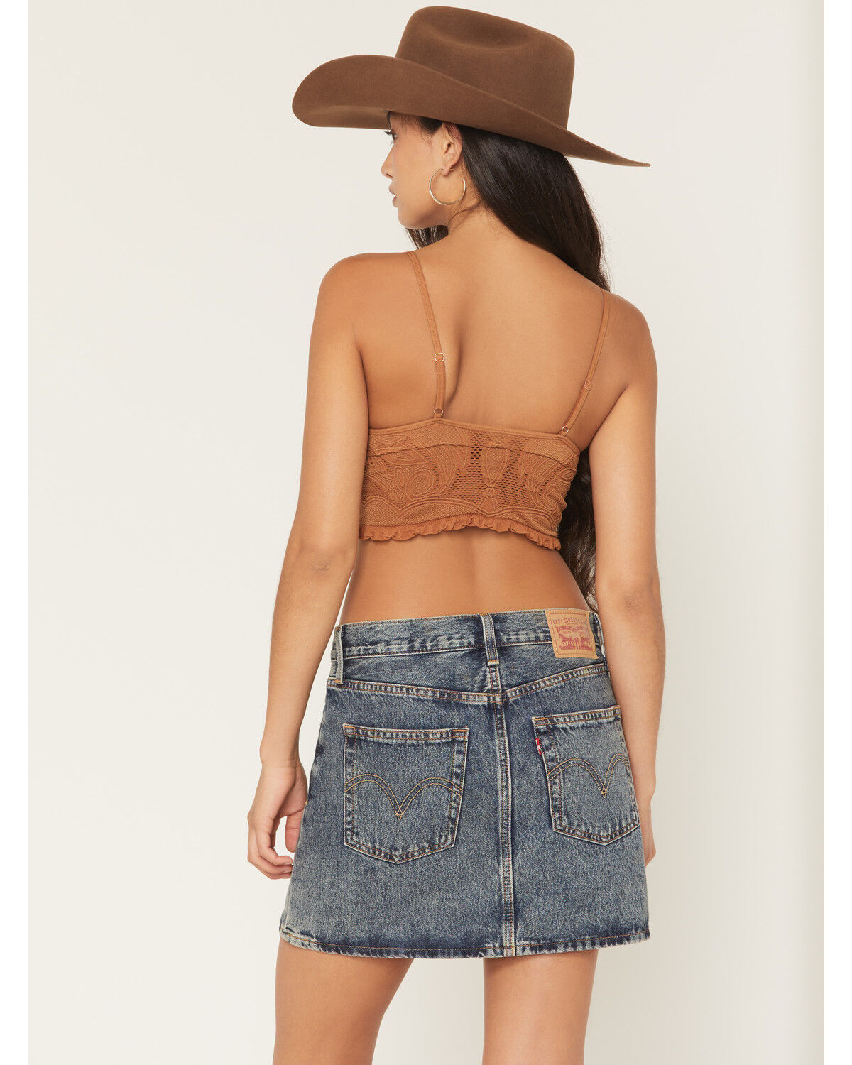 Image #4 - Fornia Women's Boot Stitch Sleeveless Cropped Tank Top, Brown, hi-res