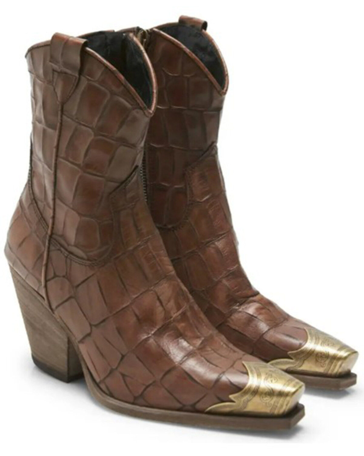 Image #1 - Free People Women's Brayden Croc Fashion Western Booties - Snip Toe, , hi-res
