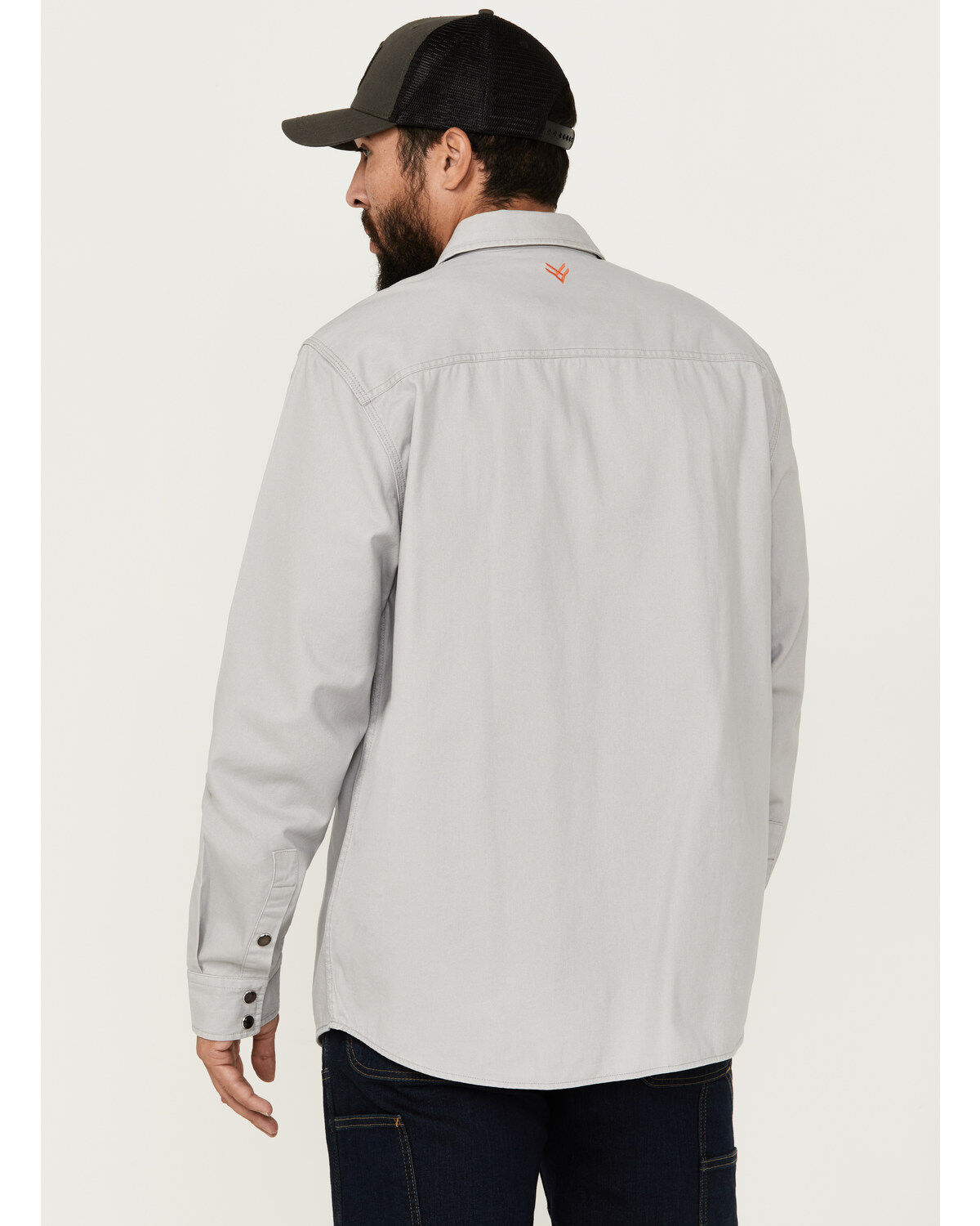 Image #4 - Hawx Men's All Out Woven Solid Long Sleeve Snap Work Shirt - Big, Grey, hi-res