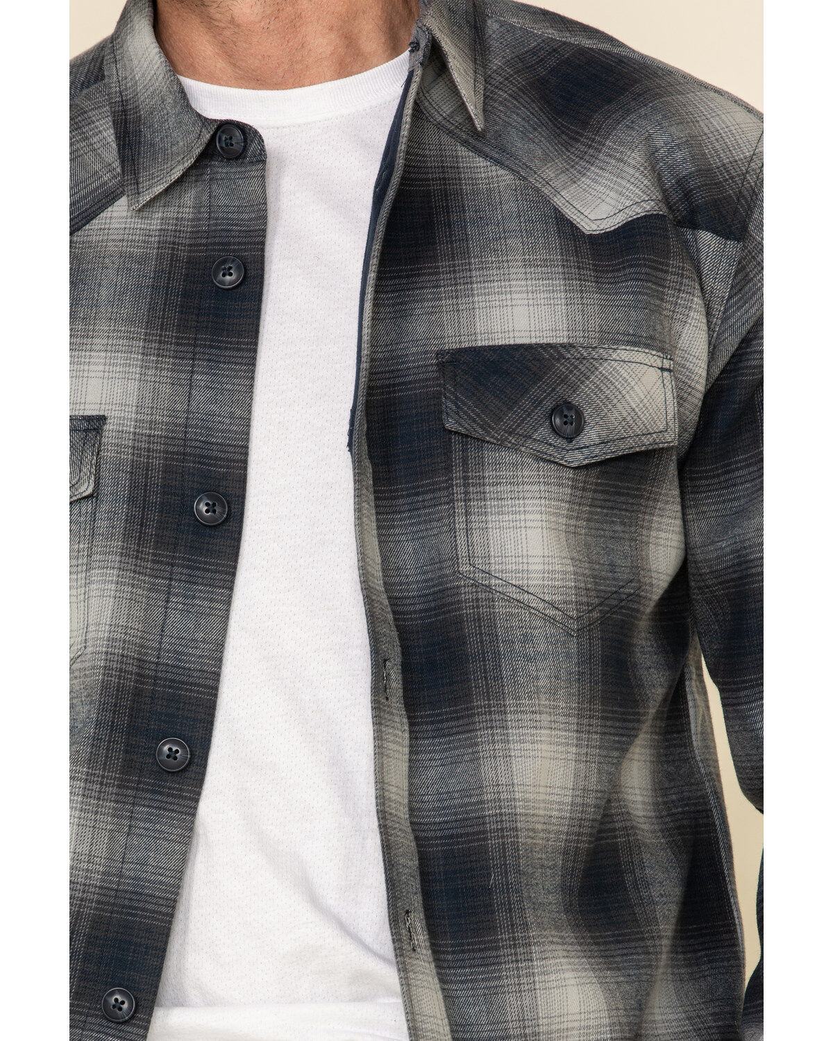 Image #4 - Cody James Men's Evergreen Large Ombre Plaid Long Sleeve Western Flannel Shirt , , hi-res