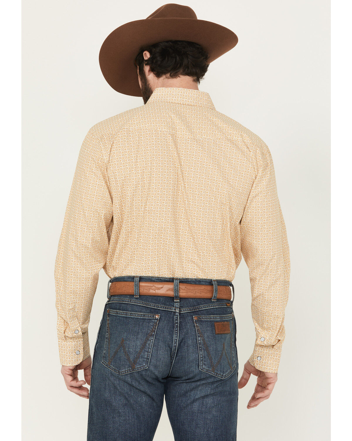 Image #4 - Panhandle Select Men's Geo Print Long Sleeve Snap Western Shirt, Yellow, hi-res