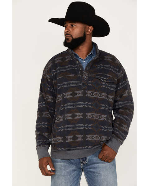Ariat Men's Overdyed Southwesten Sweatshirt, Steel Blue, hi-res