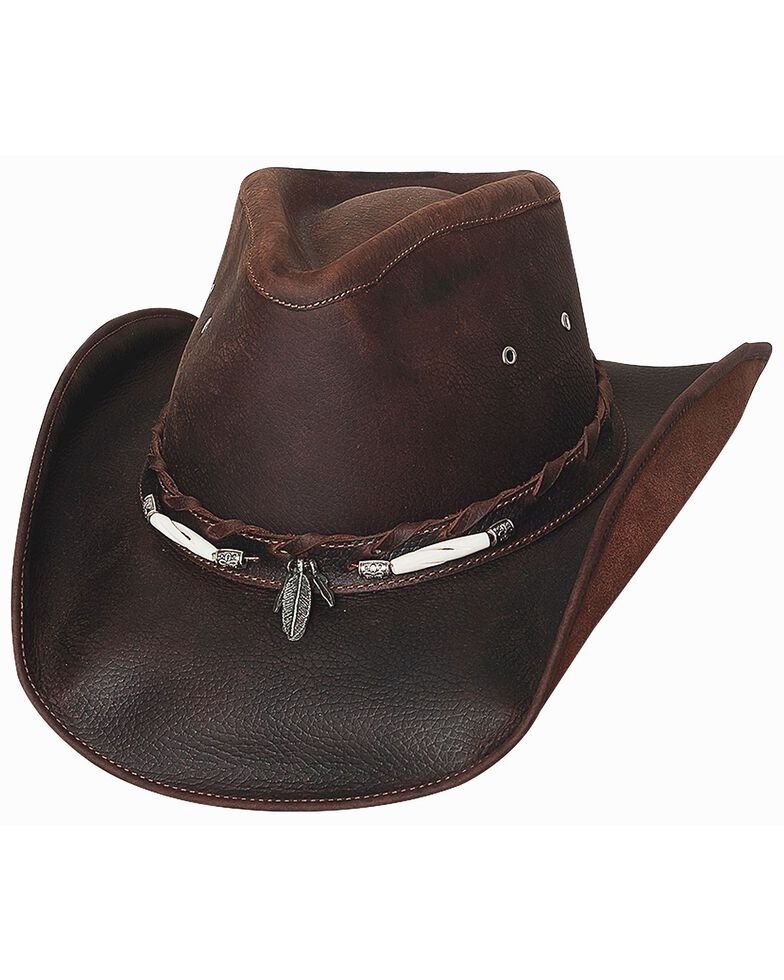 Bullhide Briscoe Leather Cowboy Hat, Chocolate, hi-res