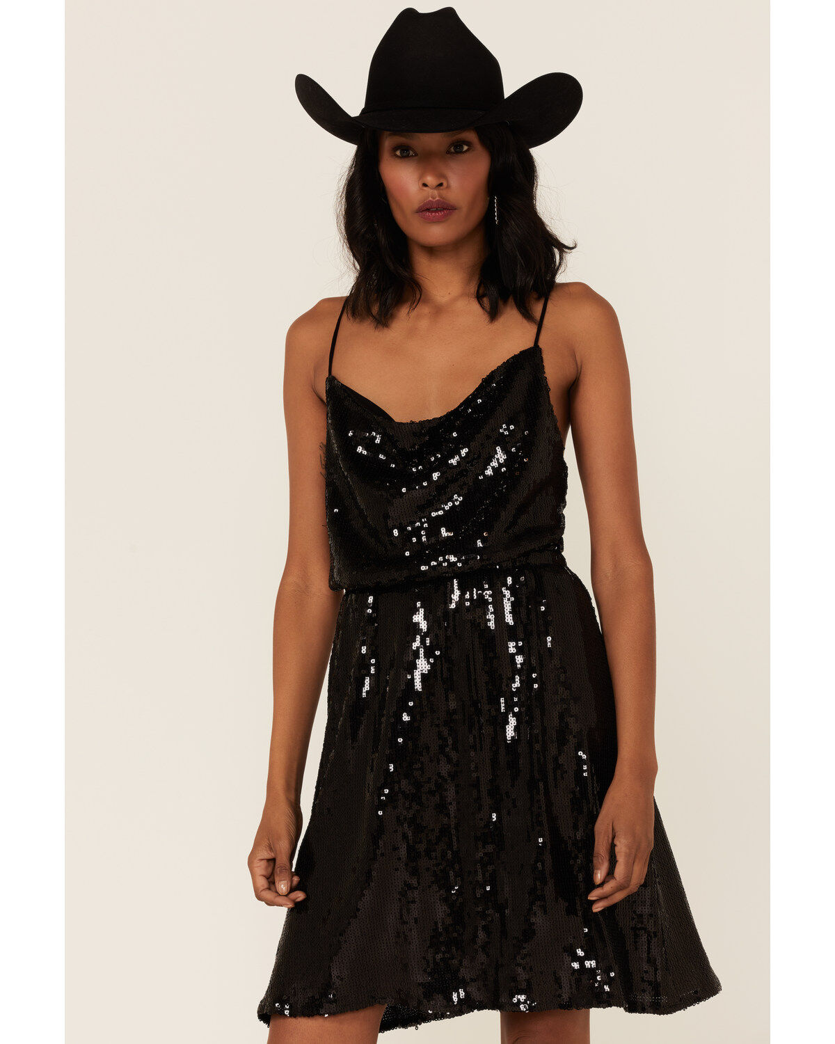 Image #2 - Wishlist Women's Black Sequins Tie-Back Strap Mini Dress, , hi-res