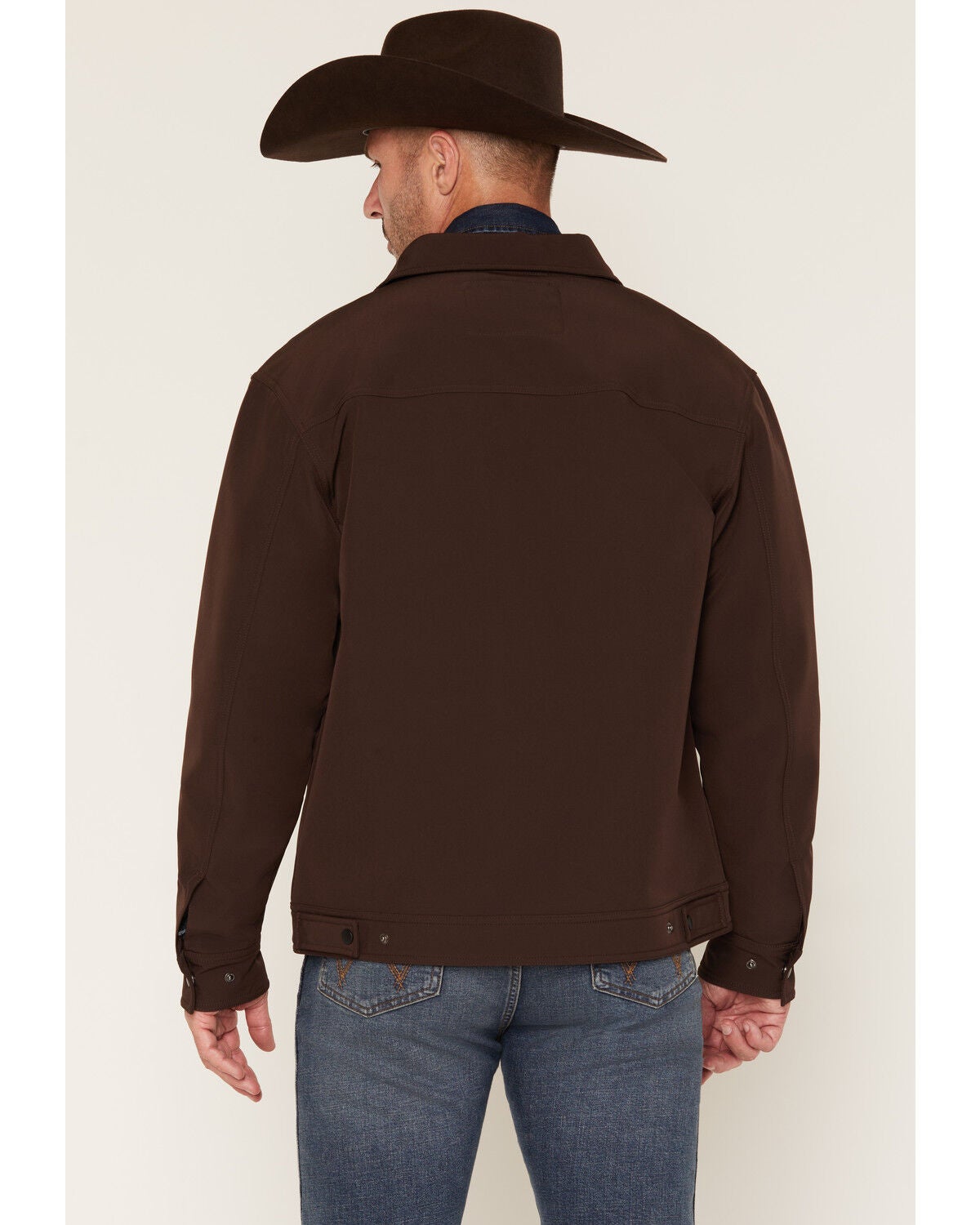 Image #4 - Rock & Roll Denim Men's Solid Softshell Trucker Jacket, Brown, hi-res