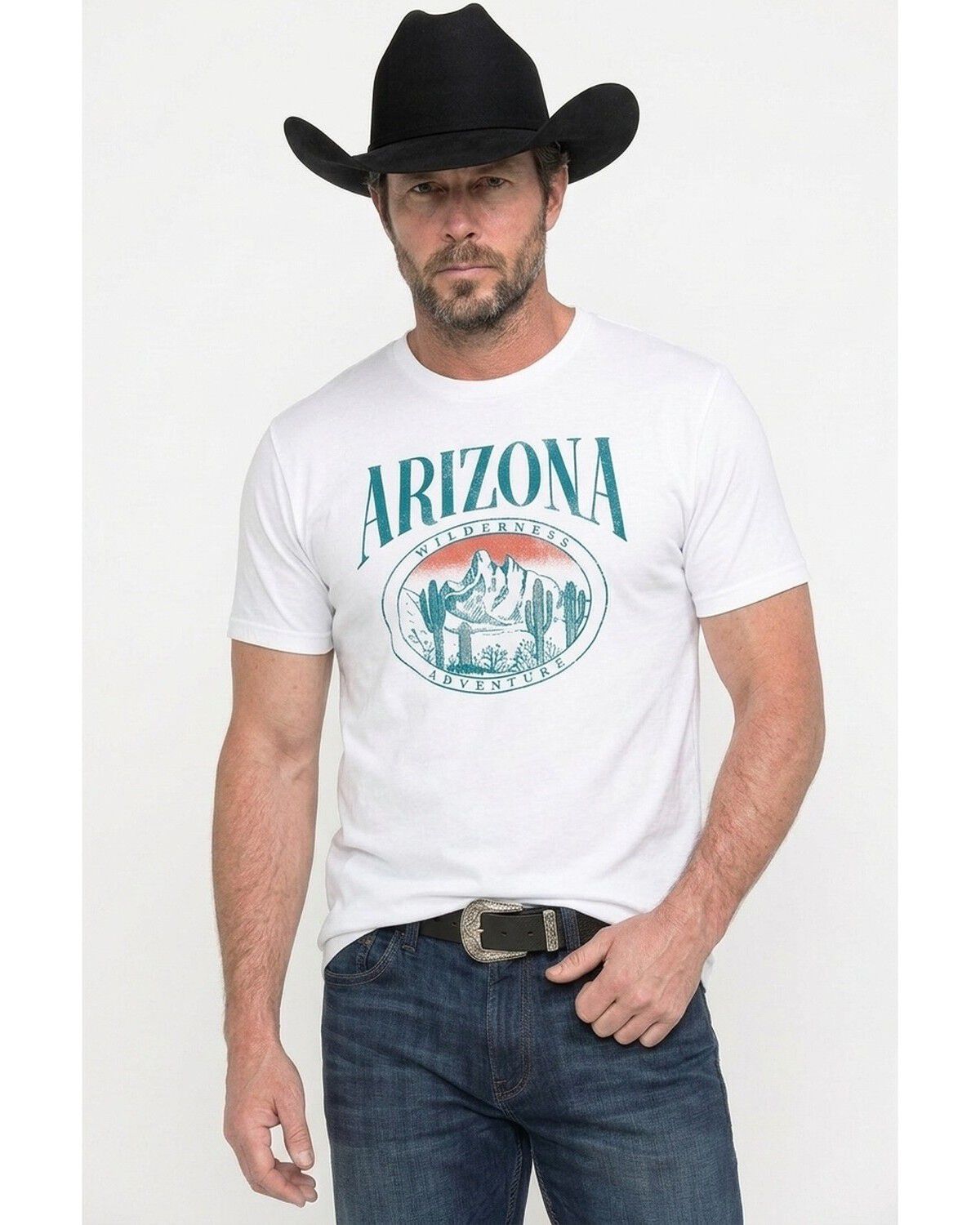 Americana Men's Arizona Wilderness Short Sleeve Graphic T-Shirt, White, hi-res