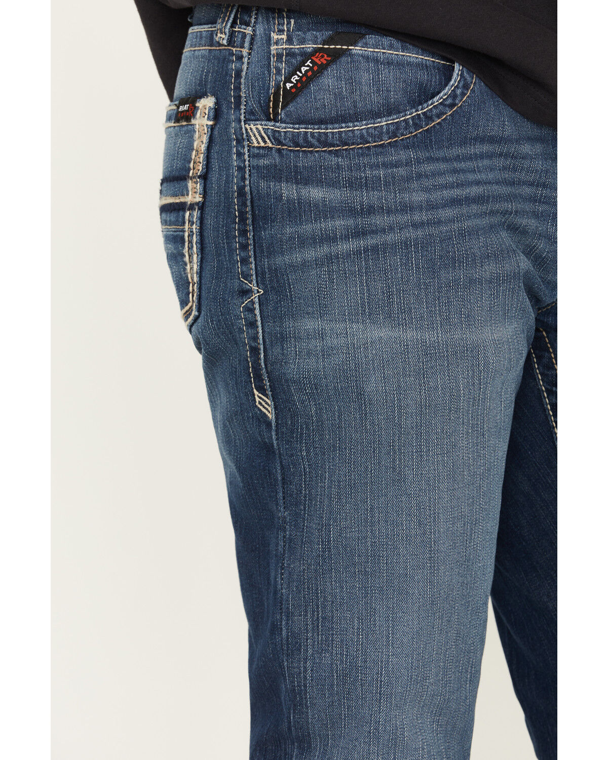 Image #2 - Ariat Men's FR M5 DuraStretch Truckee Stackable Straight Leg Jeans, Blue, hi-res
