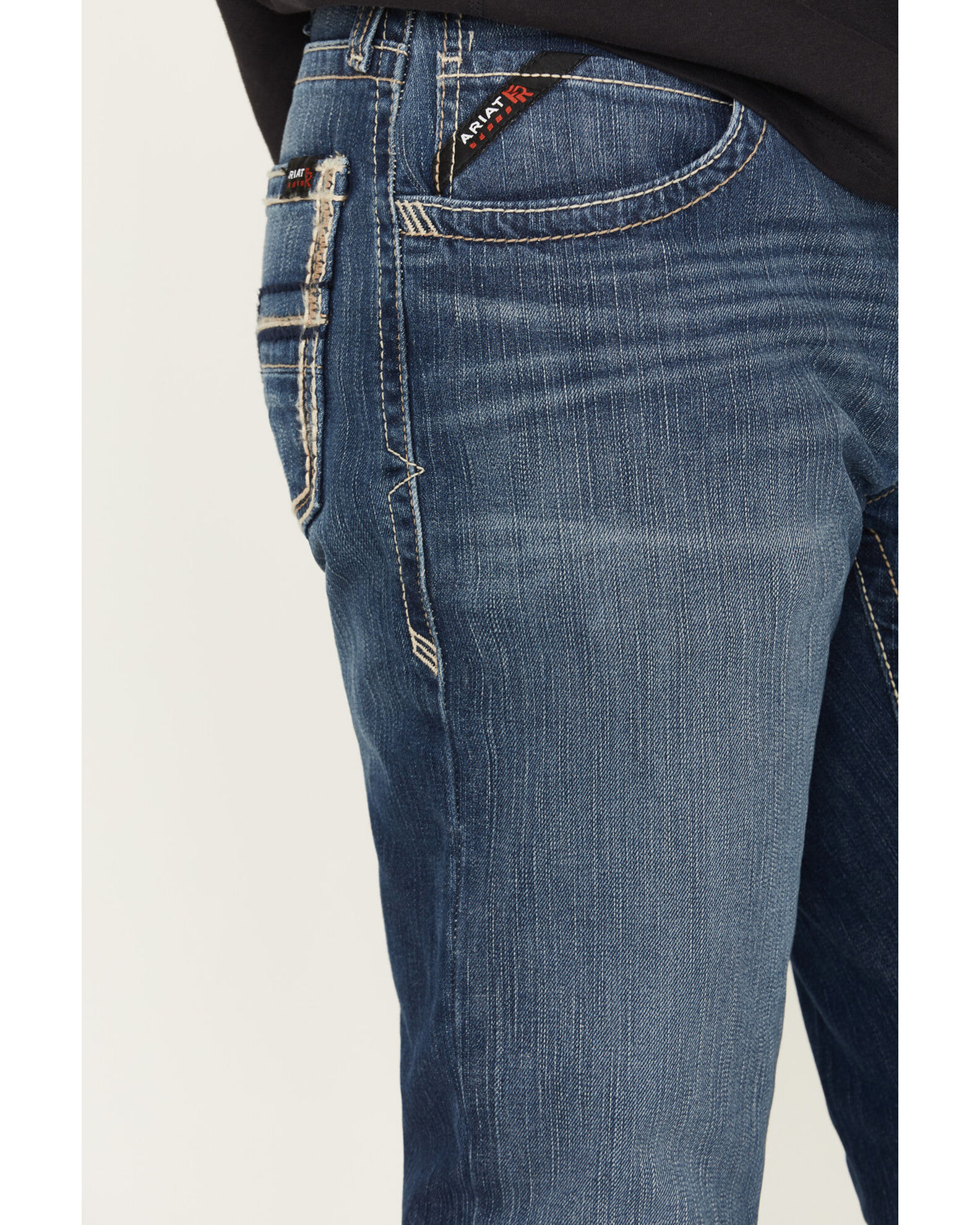Image #2 - Ariat Men's FR M5 Slim DuraStretch Truckee Stackable Straight Leg Jeans, Blue, hi-res