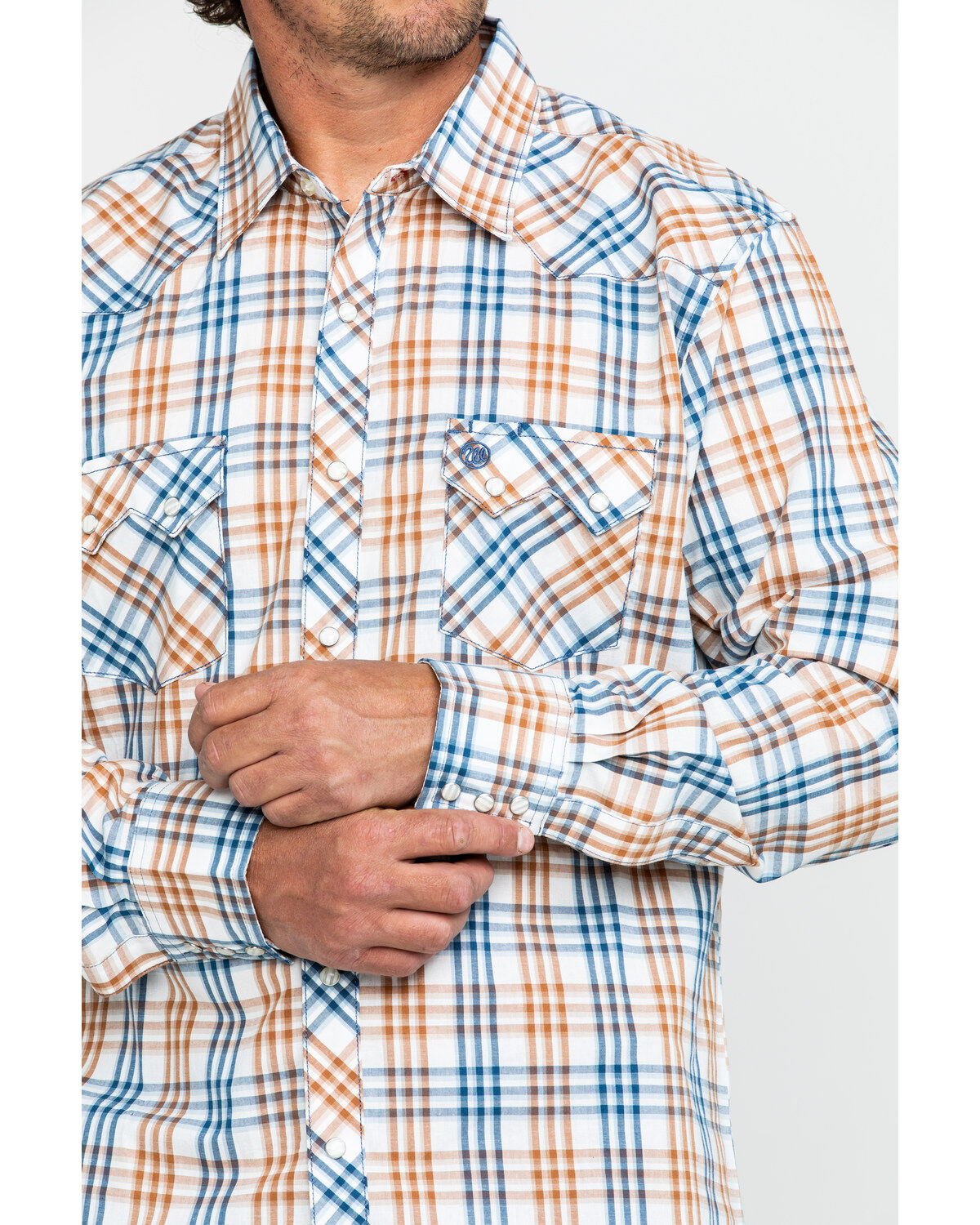 Image #4 - Wrangler Retro Men's Multi Med Plaid Long Sleeve Western Shirt , , hi-res