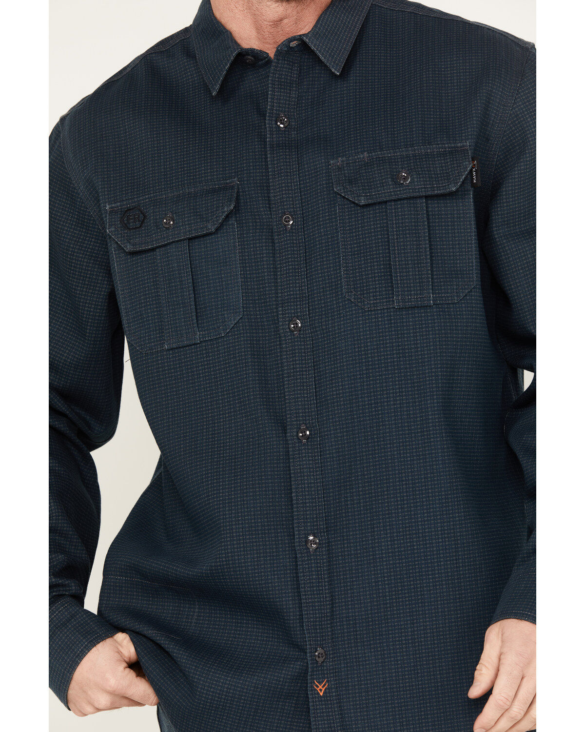 Image #3 - Hawx Men's FR Plaid Print Long Sleeve Button-Down Work Shirt, Blue, hi-res
