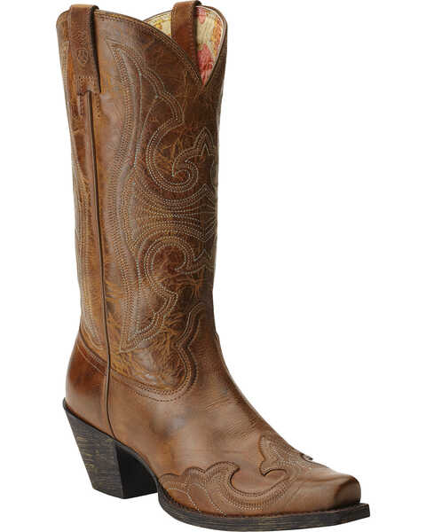 Ariat Women's Round Up Wing Tip Western Boots, Brown, hi-res