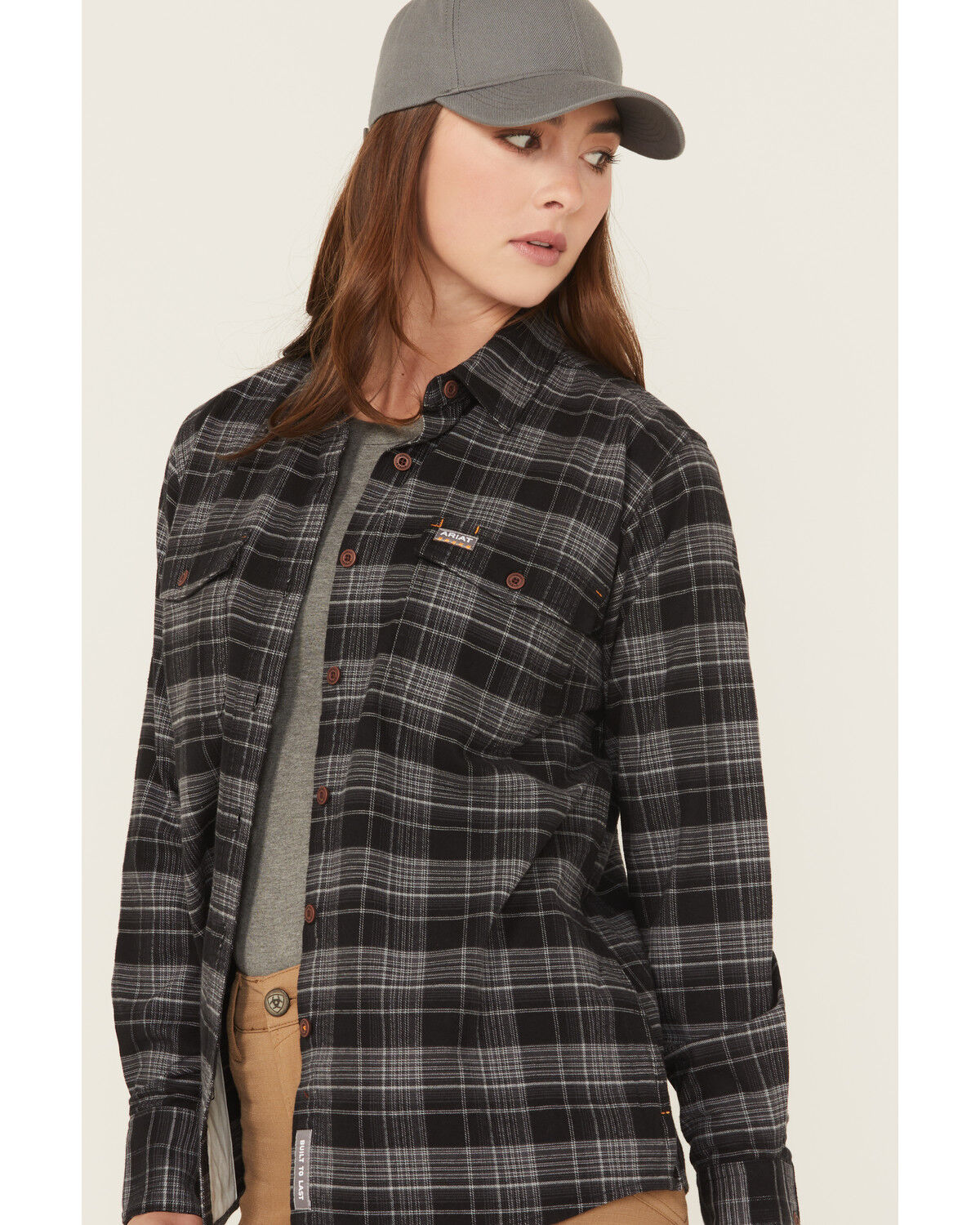 Image #2 - Ariat Women's Rebar Flannel DuraStretch Long Sleeve Button-Down Work Shirt, Black, hi-res