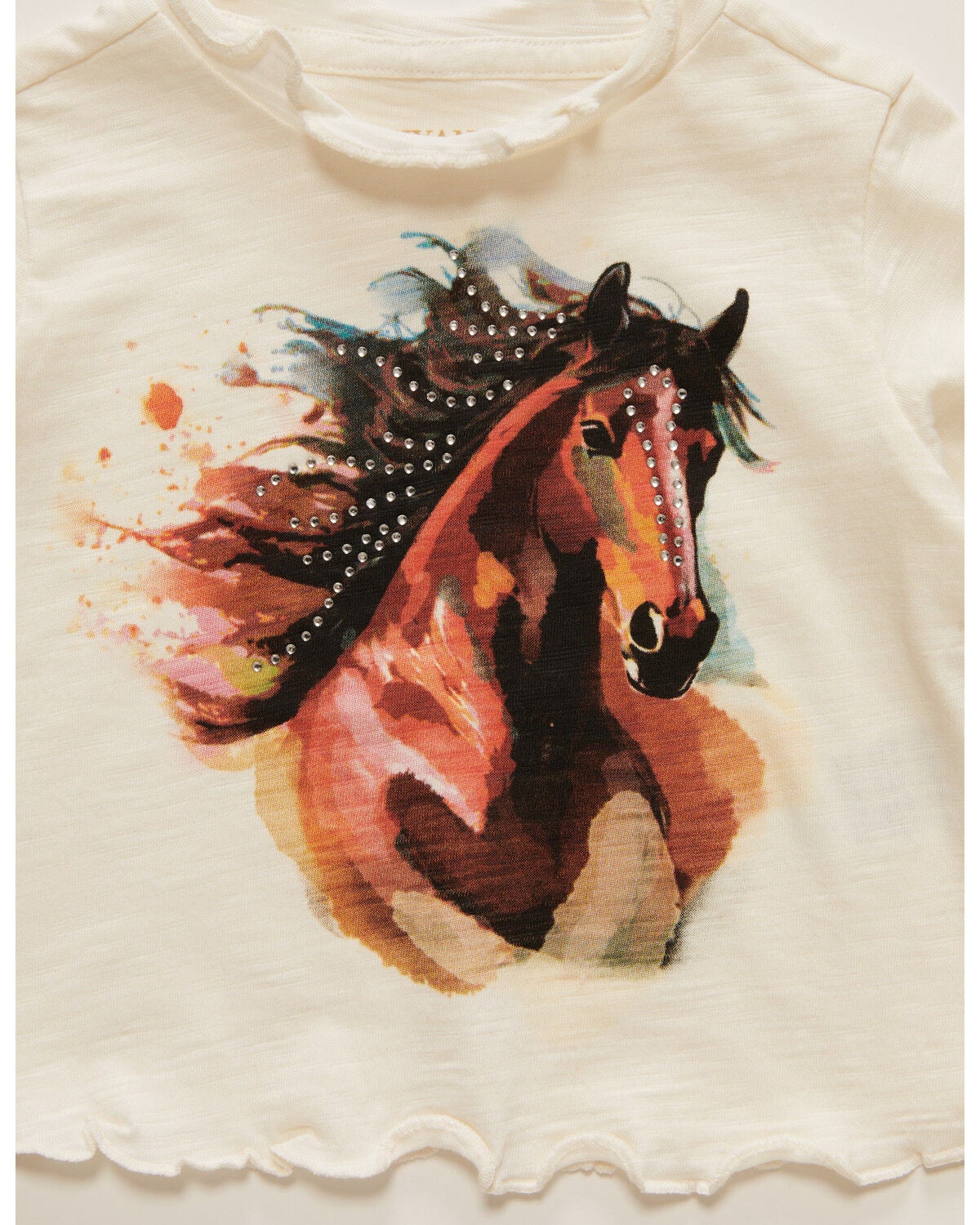 Image #2 - Shyanne Toddler Girls' Horse Print Long Bell Sleeve Shirt, Cream, hi-res