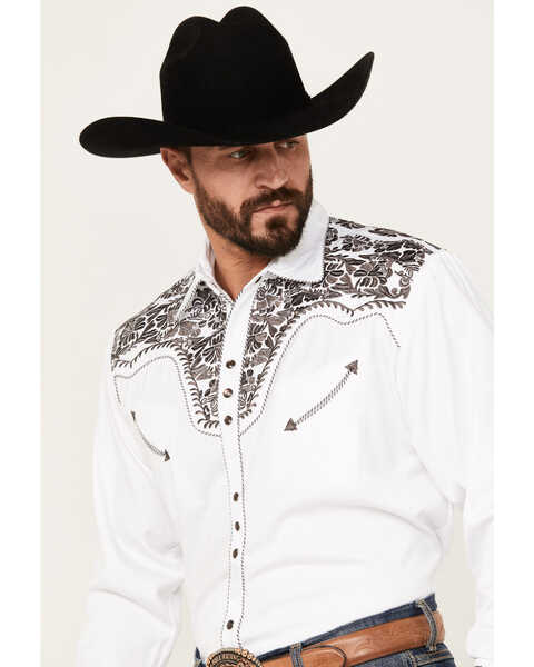 Scully Men's Embroidered Gunfighter Shirt, Steel, hi-res
