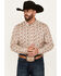 Image #1 - Cody James Men's Kenton Floral Striped Long Sleeve Button-Down Stretch Western Shirt, Cream, hi-res