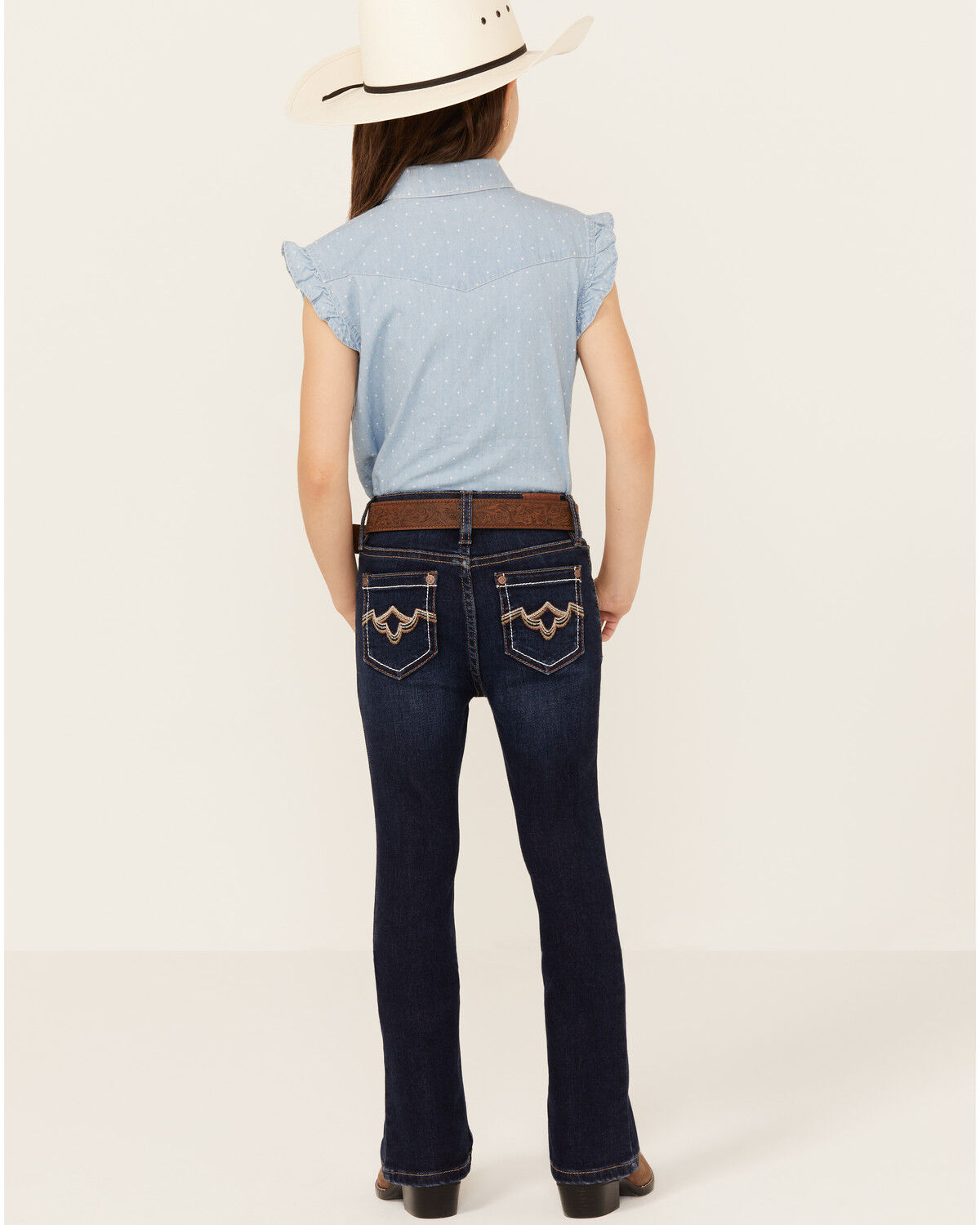 Image #1 - Shyanne Little Girls' Tulsa Dark Wash Bootcut Comfort Stretch Denim Riding Jeans, Dark Wash, hi-res
