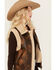 Image #2 - 26 International Women's Faux Leather Aviator Sherpa Vest, Brown, hi-res