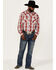 Image #2 - Cowboy Hardware Men's Burgundy Hombre Plaid Long Sleeve Pearl Snap Western Shirt, Burgundy, hi-res