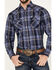 Image #3 - Ely Walker Men's Plaid Print Long Sleeve Snap Western Shirt, Blue, hi-res