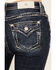 Image #2 - Miss Me Women's Dark Wash Mid Rise Whip Stitch Pocket 32" Bootcut Stretch Denim Jeans, Dark Wash, hi-res