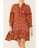 Image #2 - Angie Women's Floral Lace Trim Long Sleeve Mini Dress, Brown, hi-res