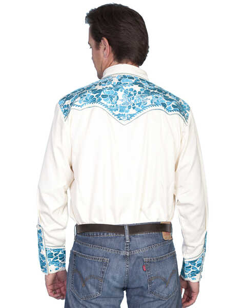 Image #2 - Scully Men's Embroidered Retro Western Shirt - Big & Tall, , hi-res