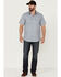 Moonshine Spirit Men's Date Night Print Short Sleeve Snap Western Shirt , Medium Blue, hi-res