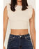 Image #4 - Shyanne Women's Ribbed Ruffle Crop Top, Sand, hi-res