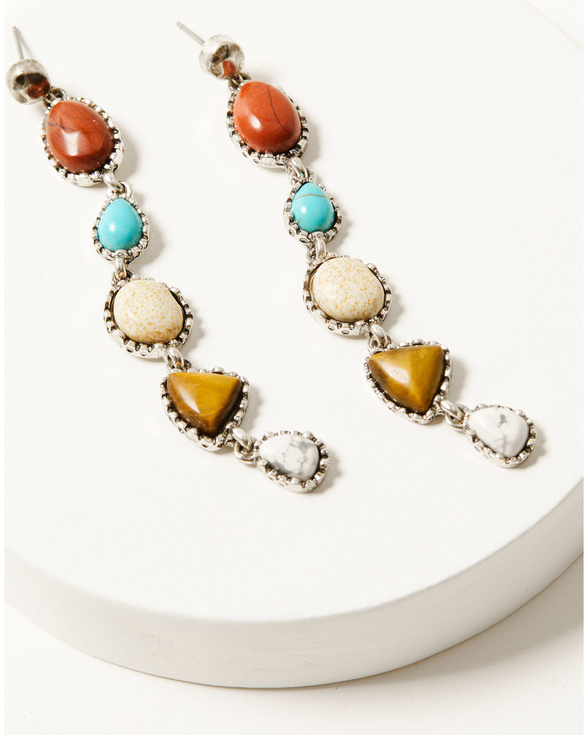 Image #2 - Shyanne Women's Americana Multi-Stone Earrings, Silver, hi-res