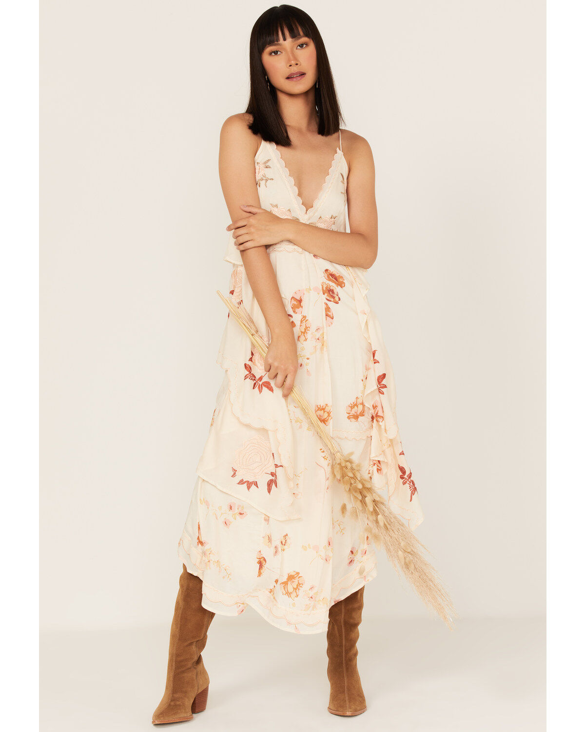 Image #2 - Free People Women's Audrey Embroidered Floral Sleeveless Midi Dress, Ivory, hi-res