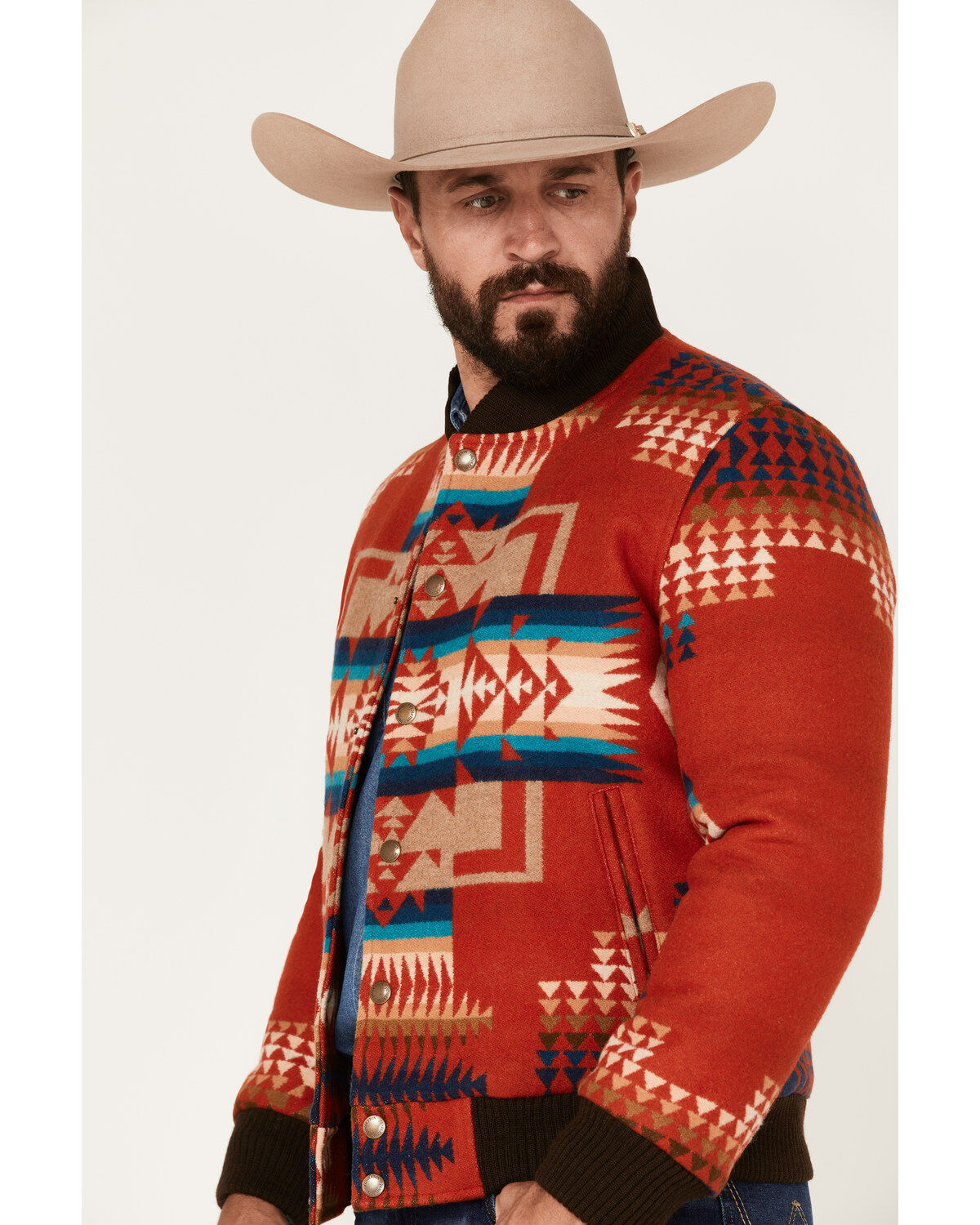 Pendleton Men's Gorge All-Over Print Quilted Snap Bomber