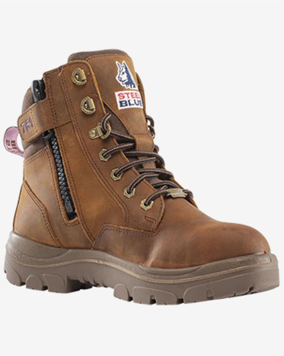 Image #1 - Steel Blue Women's 6" Southern Cross Zip Waterproof Work Boots - Steel Toe, Brown, hi-res