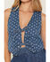 Image #3 - Ashley Women's Boot Barn Exclusive Polka Dot Print Tie-Front Denim Vest, Medium Wash, hi-res