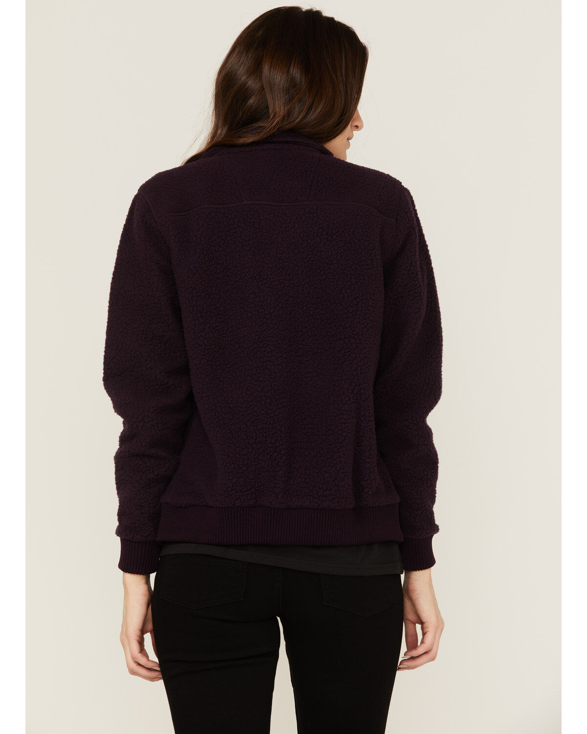 Image #4 - Carhartt Women's Solid Purple Relaxed Fit Zip-Front Sherpa Fleece Work Jacket, , hi-res