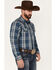 Image #2 - Cody James Men's Expression Large Plaid Print Snap Western Shirt - Big & Tall , Navy, hi-res