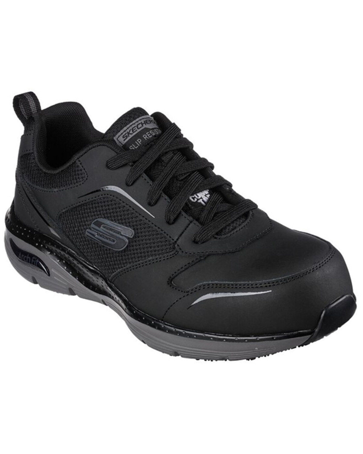 Image #1 - Skechers Men's Arch Fit Lace-Up Athletic Work Shoe - Composite Toe, Charcoal, hi-res