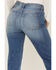 Image #4 - Sneak Peek Women's Medium Dark Wash High Rise Distressed Knee Straight Jean, , hi-res