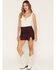 Image #1 - Idyllwind Women's Rosemont Faux Suede Lace-Up Mini Skirt, Wine, hi-res