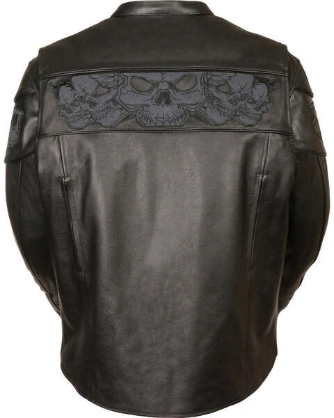 Image #3 - Milwaukee Leather Men's Reflective Skull Crossover Scooter Jacket - 4X, Black, hi-res