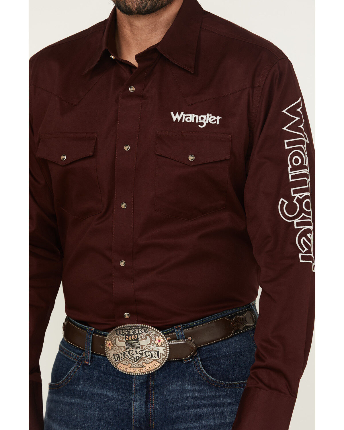 Product Name:  Wrangler Men's Logo Solid Long Sleeve Snap Western Shirt