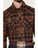 Image #3 - Wrangler Retro Men's Plaid Print Long Sleeve Snap Flannel Shirt, Brown, hi-res