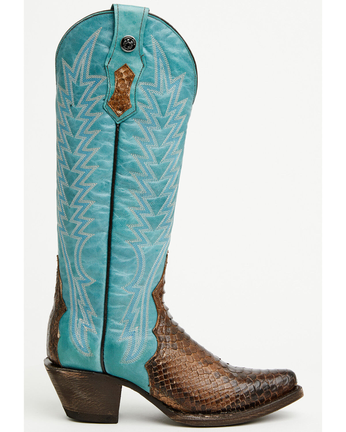 Image #2 - Tanner Mark Women's Exotic Python Tall Western Boots - Snip Toe, Honey, hi-res