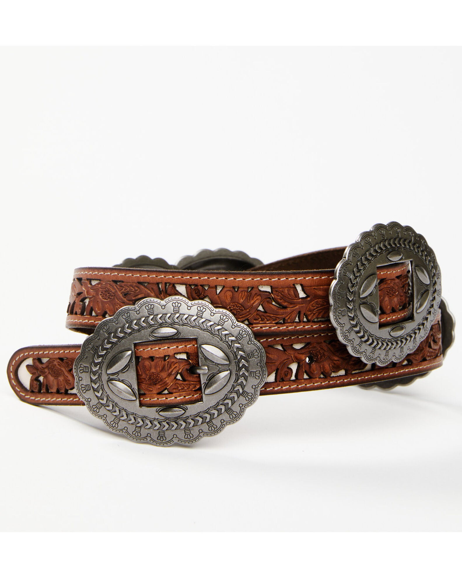 ARIAT Womens Scroll Cutout Concho Nail Belt - Color Brown - Tamaño Medium | Guatemala