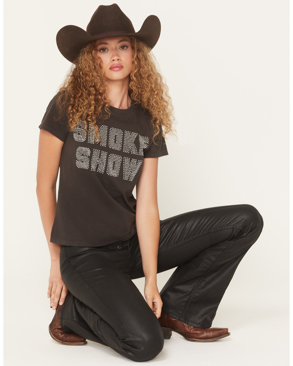 Idyllwind Women's Smoke Show Rhinestone Short Sleeve Baby Tee, Black, hi-res