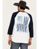 RANK 45 Men's Raglan 3/4 Sleeve Graphic T-Shirt, White, hi-res