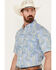 Image #2 - Panhandle Select Men's Paisley Print Short Sleeve Button-Down Western Shirt , Blue, hi-res