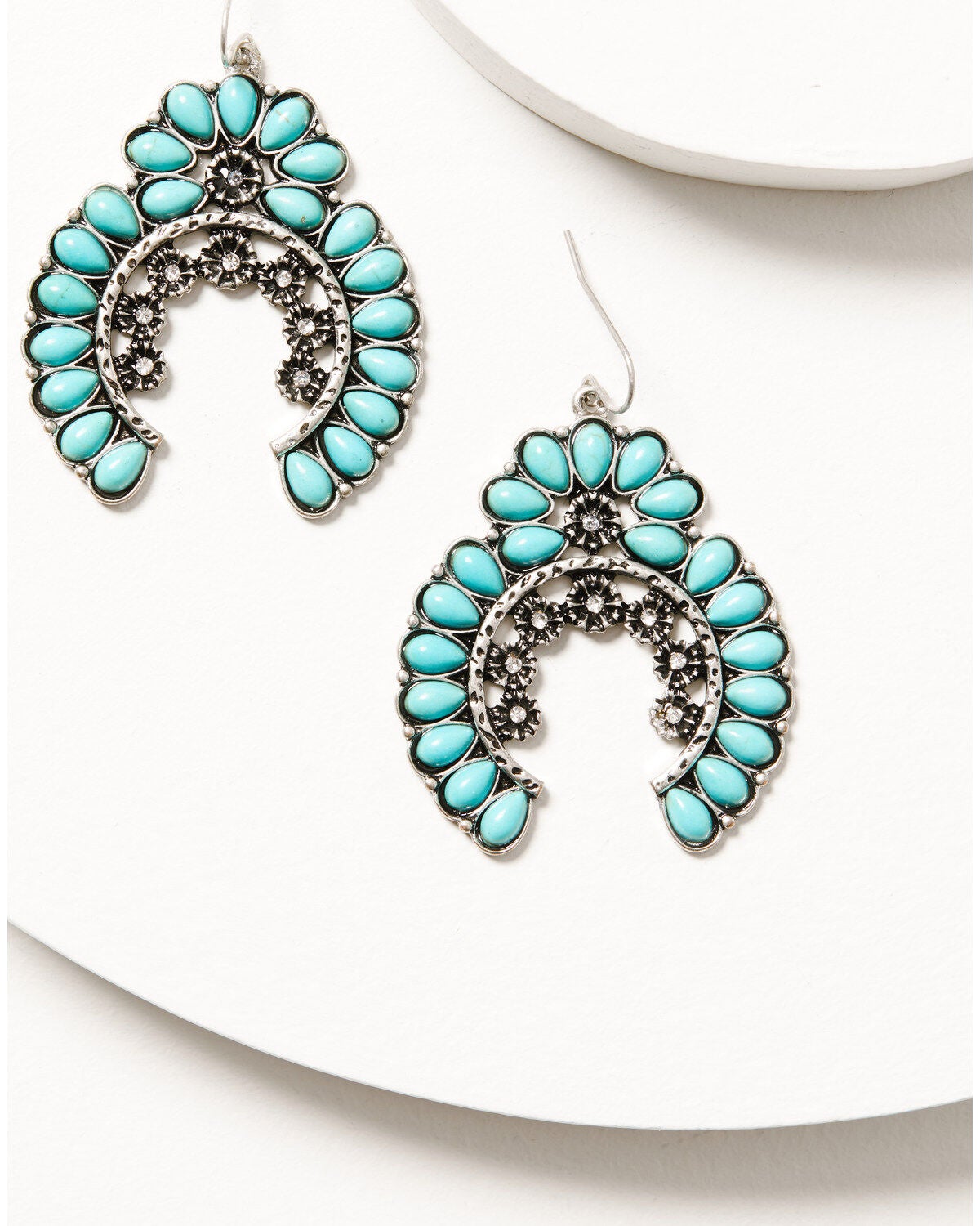 Image #1 - Shyanne Women's Silver & Turquoise Squash Blossom Beaded Earrings, Silver, hi-res